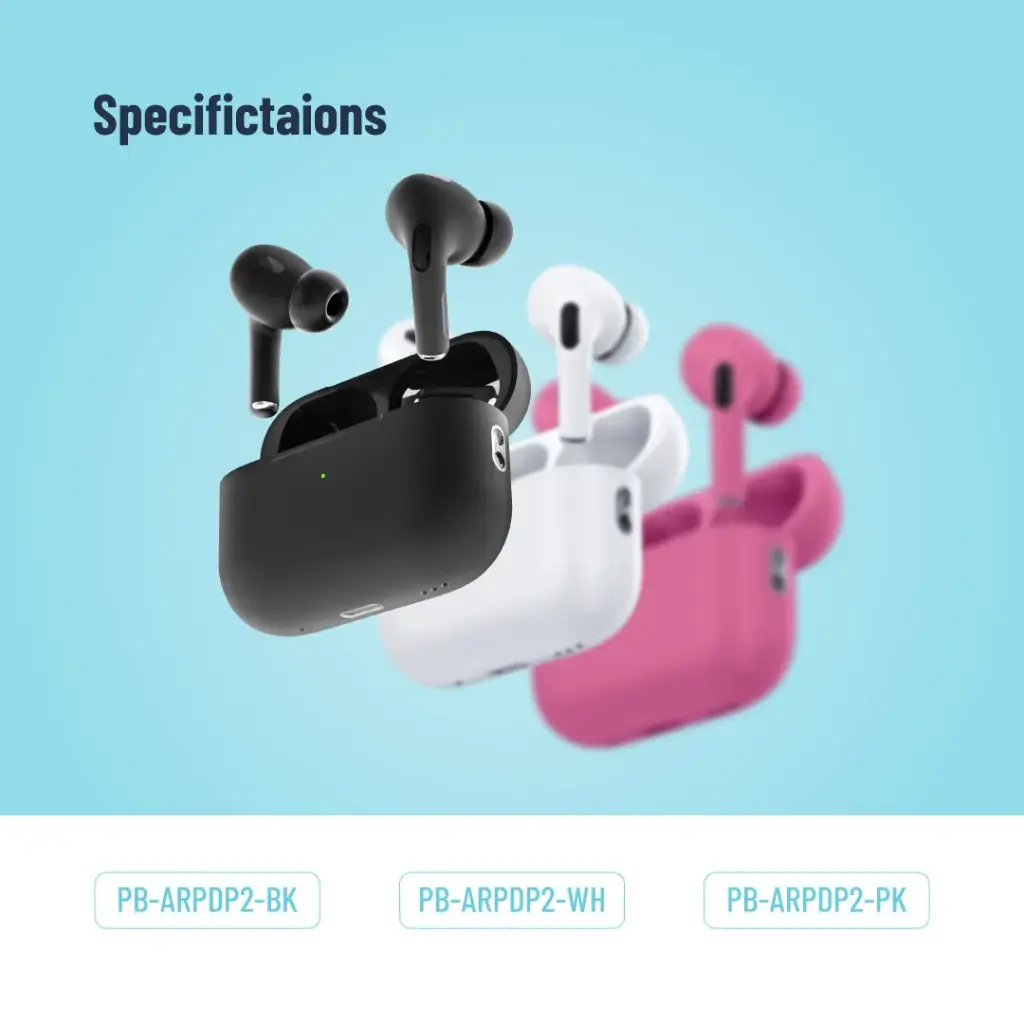 Porodo Blue Deep Bass Wireless Earbuds Pro 2 with Swipe Volume