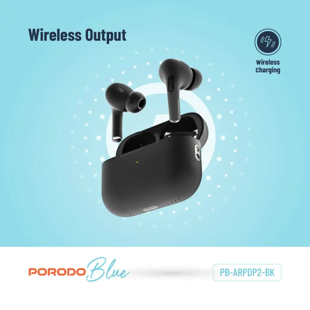 Porodo Blue Deep Bass Wireless Earbuds Pro 2 with Swipe Volume