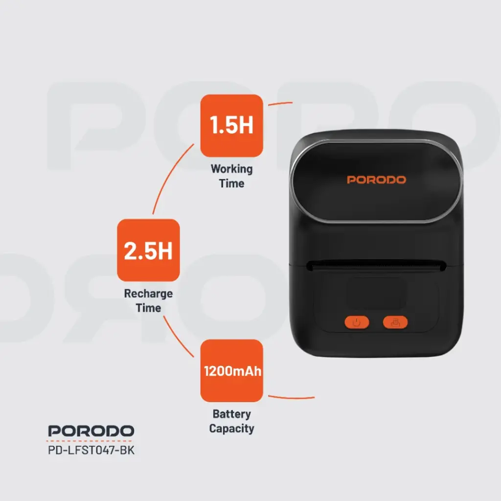 Porodo Lifestyle Super HD Thermal Printer - Black