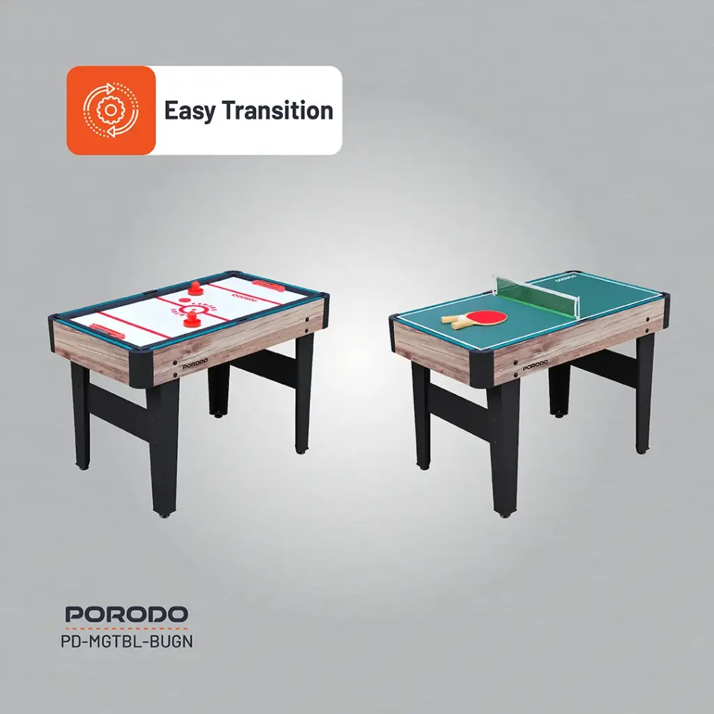 Porodo Lifestyle Multi-Game Table Foosball | Billiards | Hockey | Table Tennis - Brown