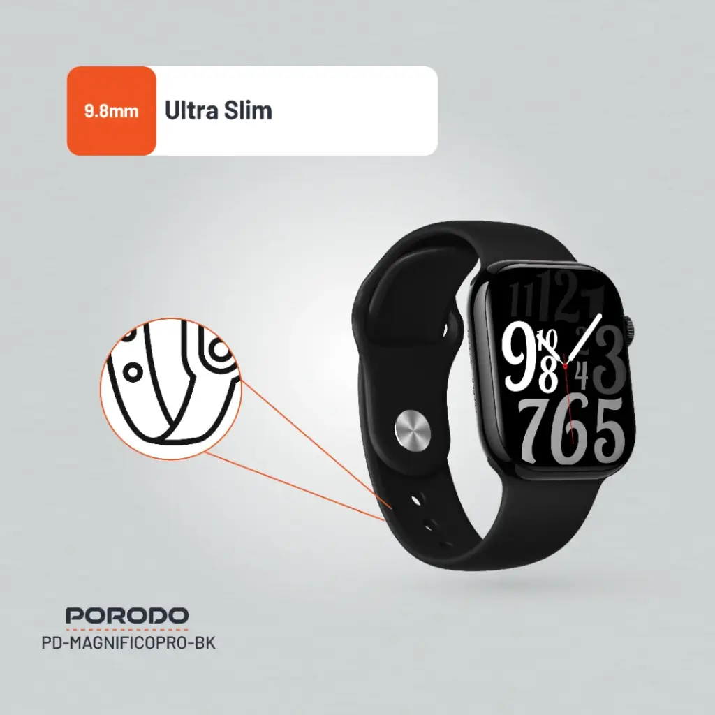 Porodo Jet Black Magnifico Pro Smart Watch