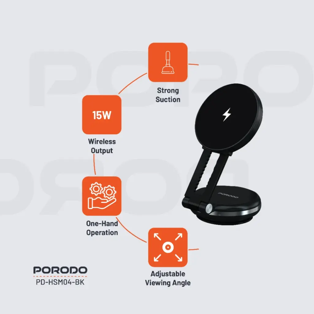 Porodo Vacseal Magsafe Charging Mount - Black
