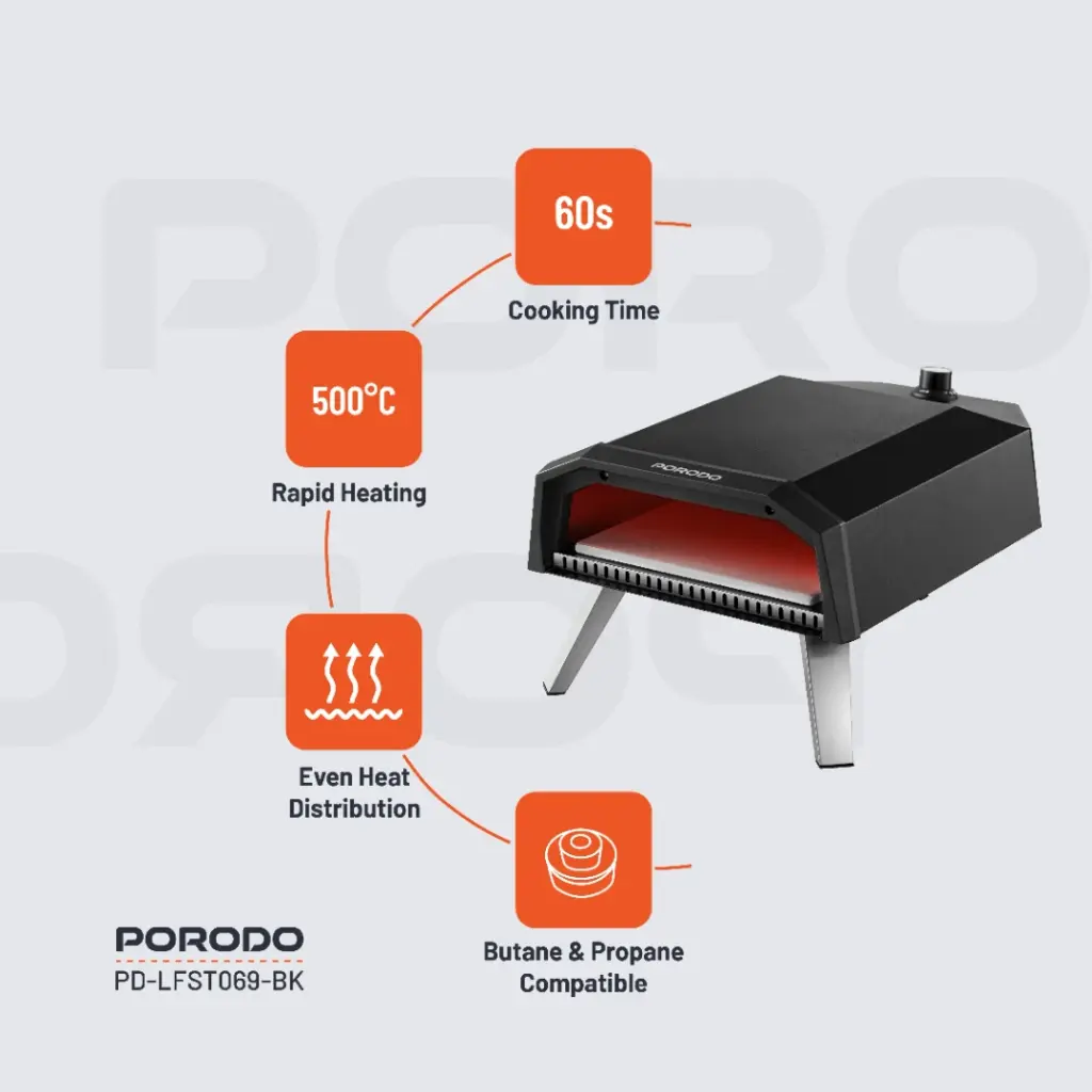 Porodo Lifestyle 12" Pizza Outdoor Oven - Black
