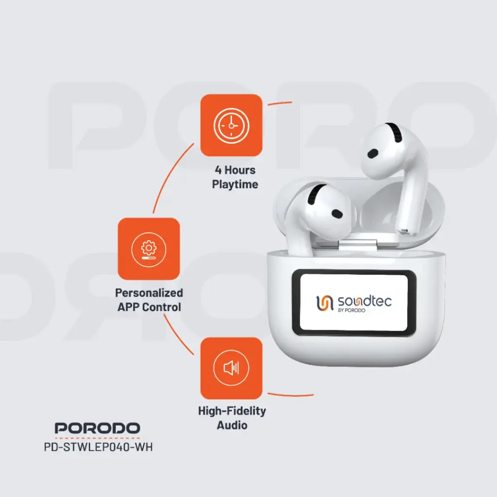 Porodo Soundtec Glimpse ANC - White