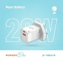 Porodo Blue Ultra-Quick Charger USB-A to USB-C (1m Lightning Cable Included) - White