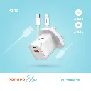 Porodo Blue Ultra-Quick Charger USB-A to USB-C (1m Lightning Cable Included) - White