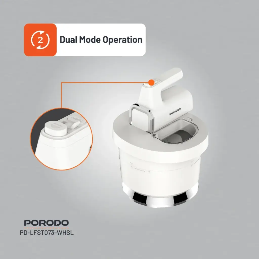 Porodo Lifestyle Spill-Proof Dual Mode Mixer - White/Silver 