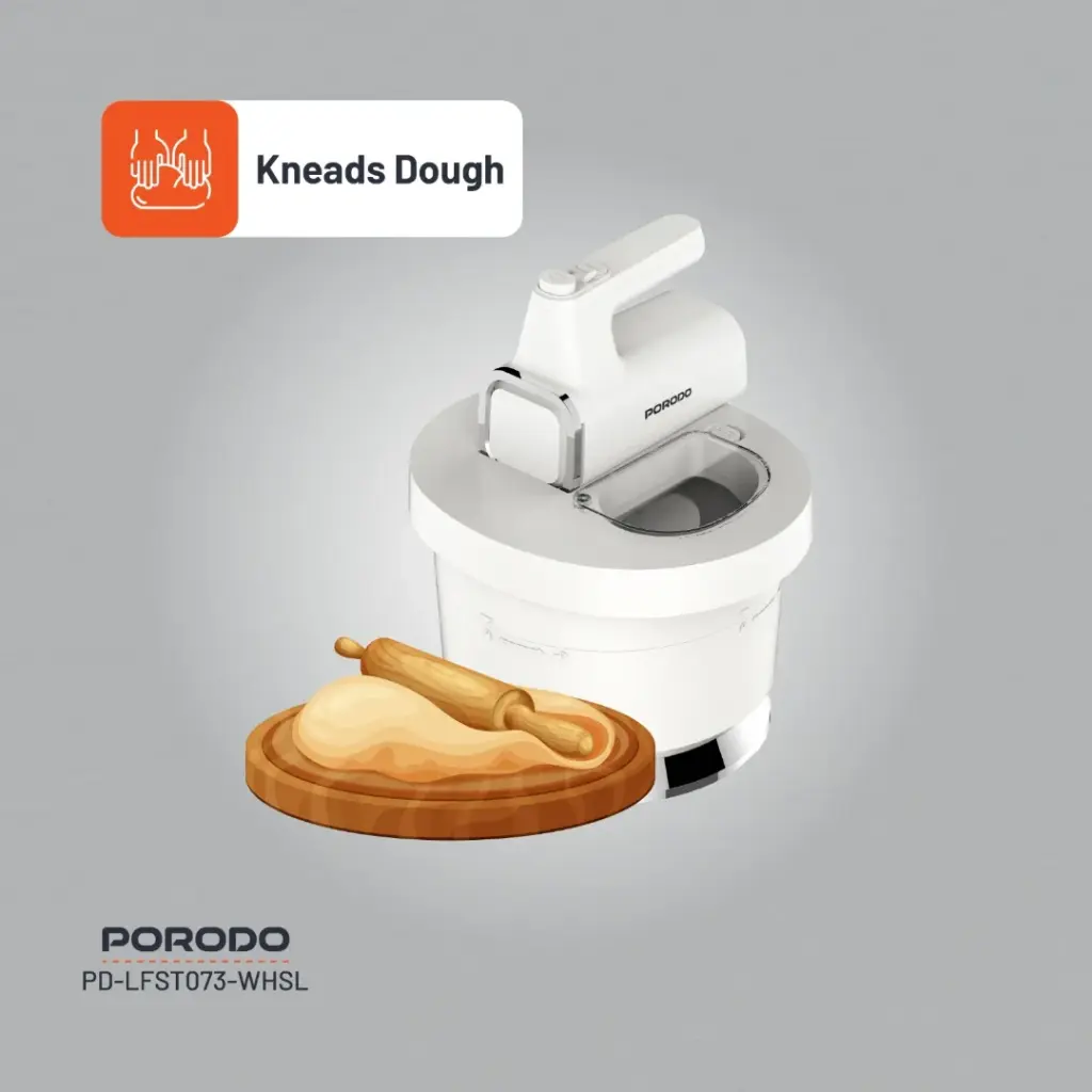 Porodo Lifestyle Spill-Proof Dual Mode Mixer - White/Silver 