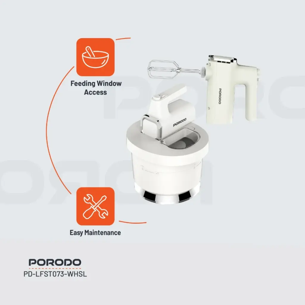 Porodo Lifestyle Spill-Proof Dual Mode Mixer - White/Silver 