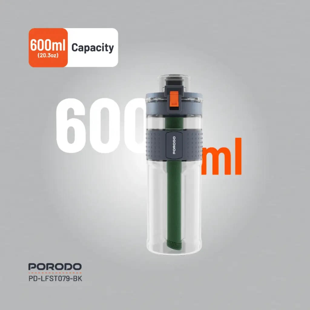 Porodo Lifestyle 2-Stage Filtration Water Bottle - Black