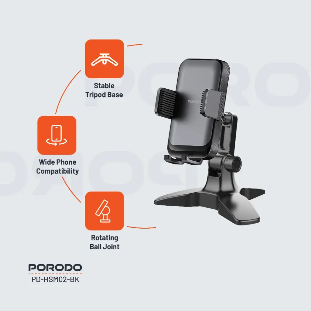Porodo Multi-Angle Desk Phone Holder - Black