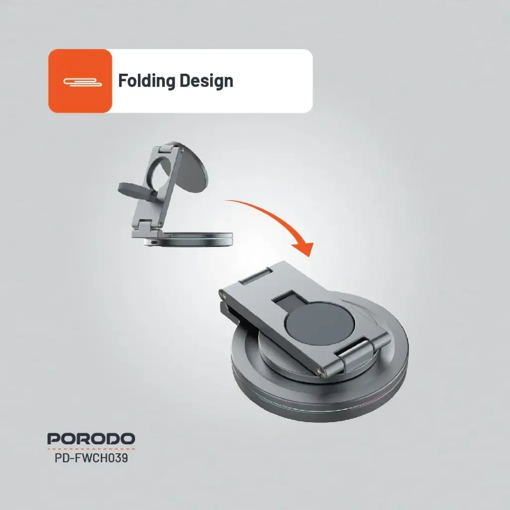Porodo Rotating Base Three-Device Wireless Charger - Gray