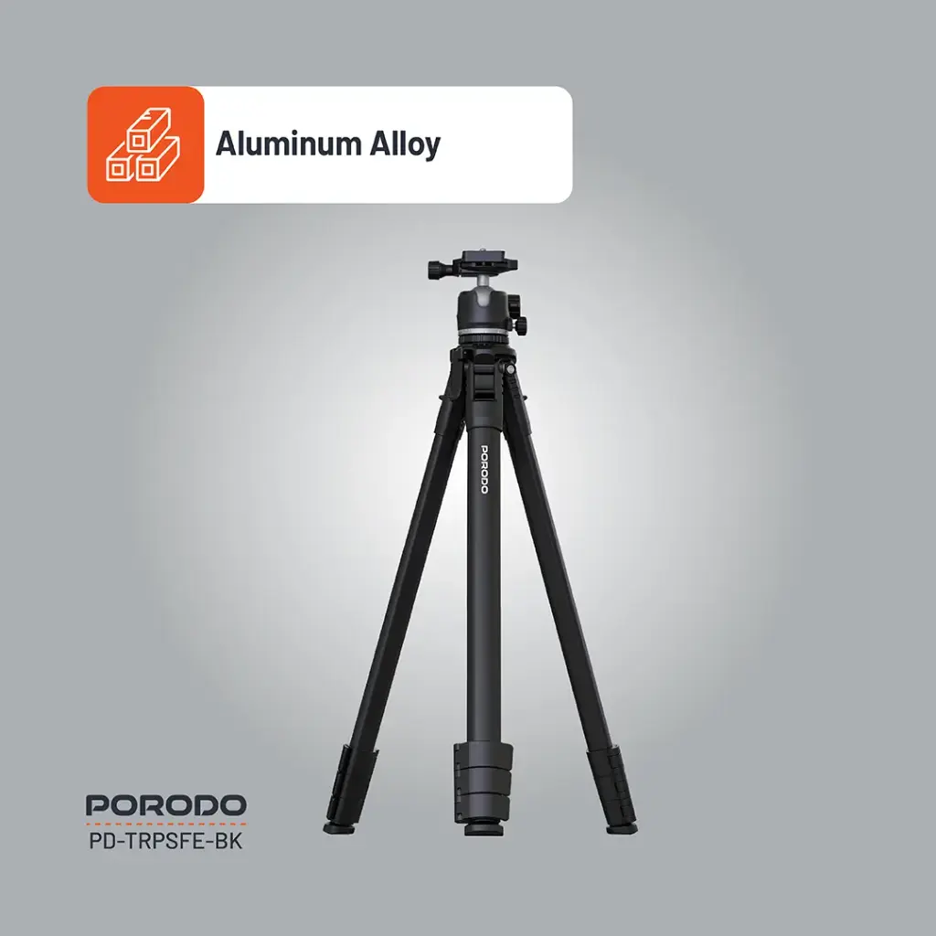 Porodo Ultra-Light Aluminum Tripod - Black