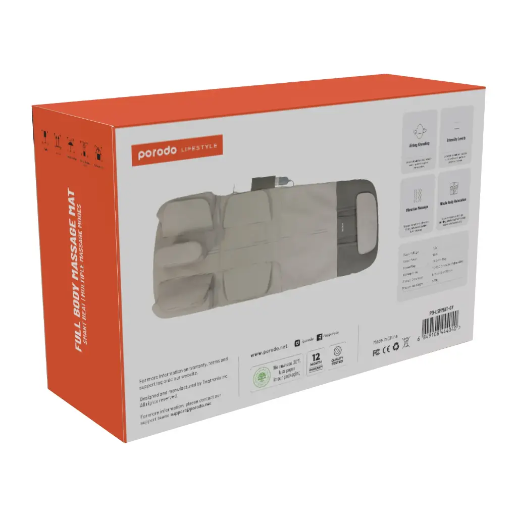 Porodo Lifestyle Full Body Massage Mat Smart Heat - Grey
