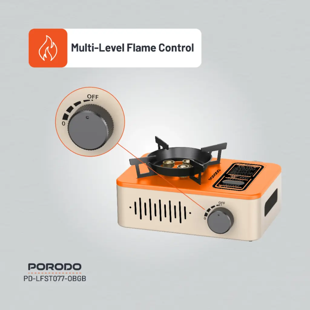 Porodo Lifestyle Portable Outdoor Stove - Orange/Beige