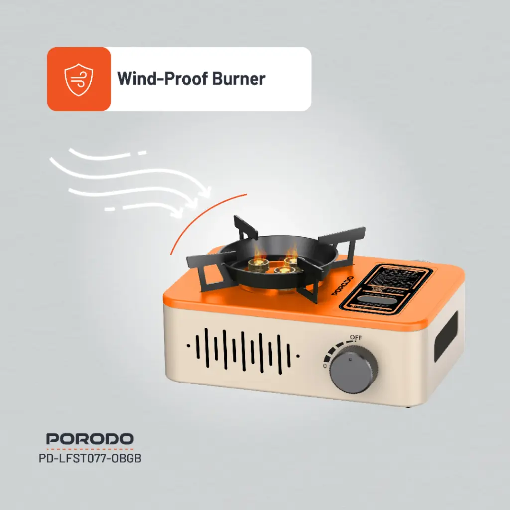 Porodo Lifestyle Portable Outdoor Stove - Orange/Beige