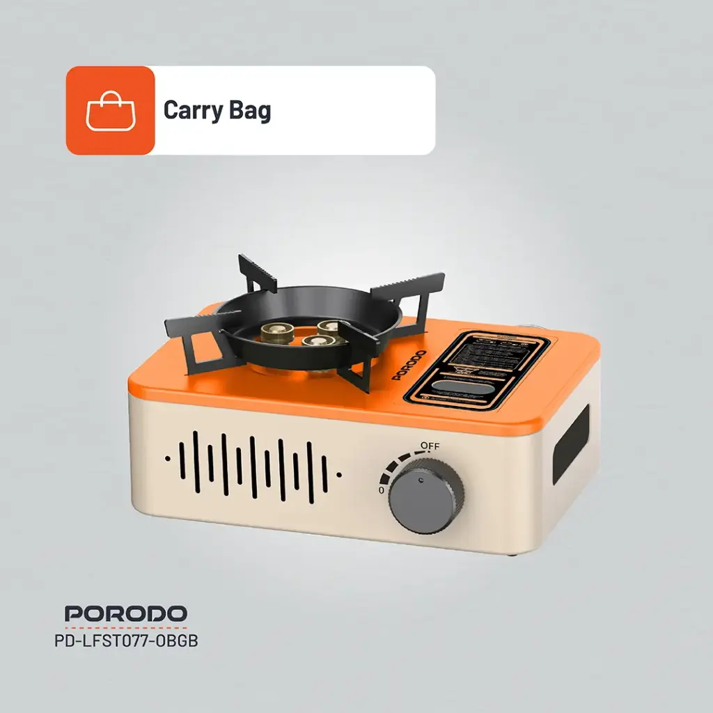Porodo Lifestyle Portable Outdoor Stove - Orange/Beige