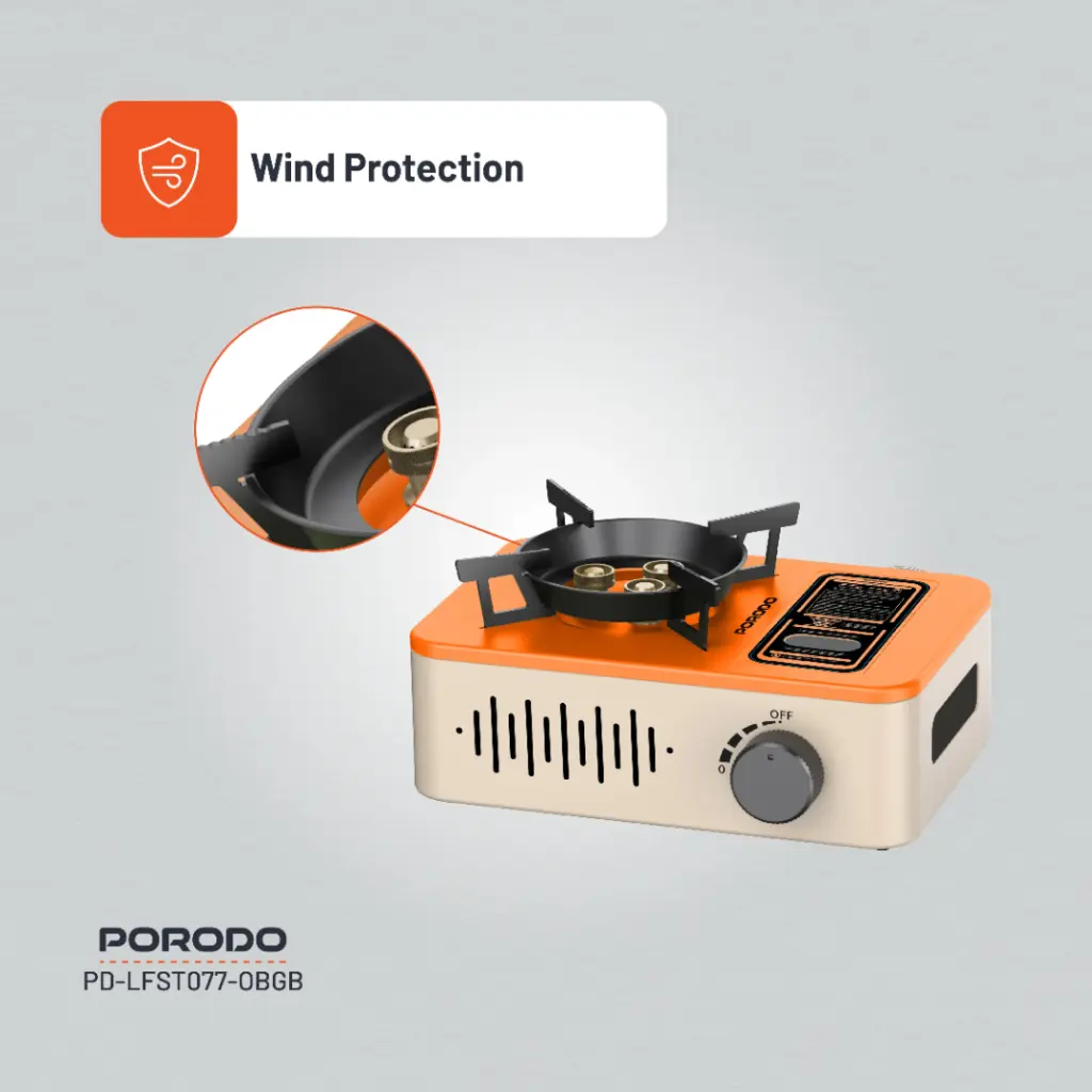 Porodo Lifestyle Portable Outdoor Stove - Orange/Beige