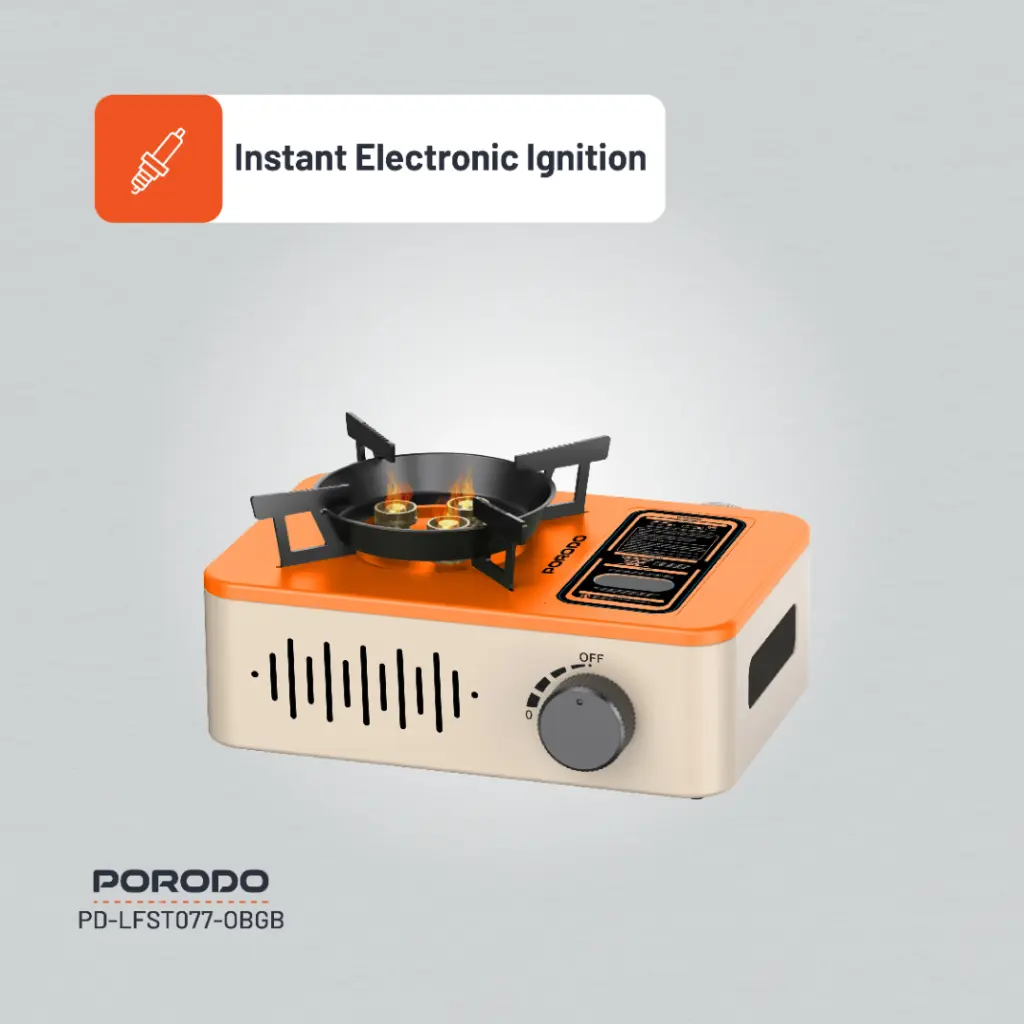 Porodo Lifestyle Portable Outdoor Stove - Orange/Beige