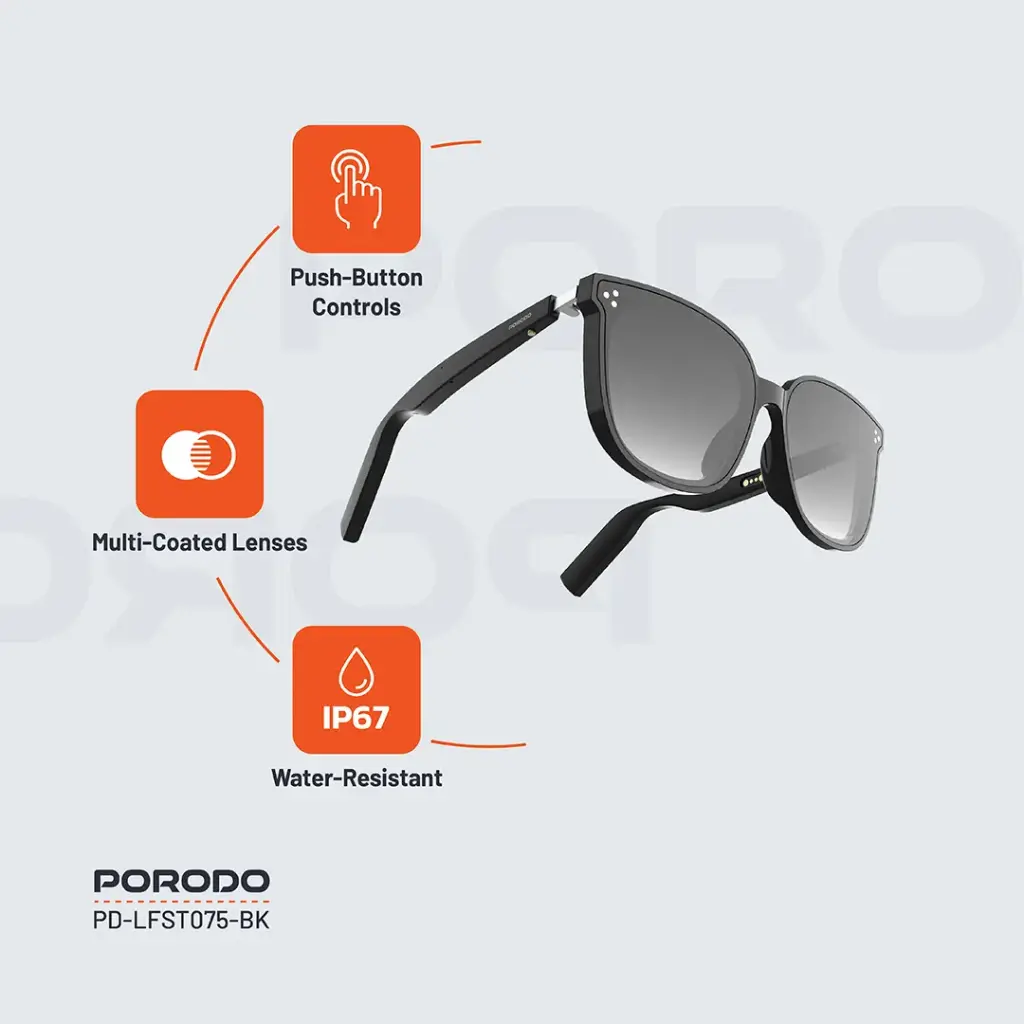 Porodo Lifestyle Polarized Sunglasses With Speaker - Black