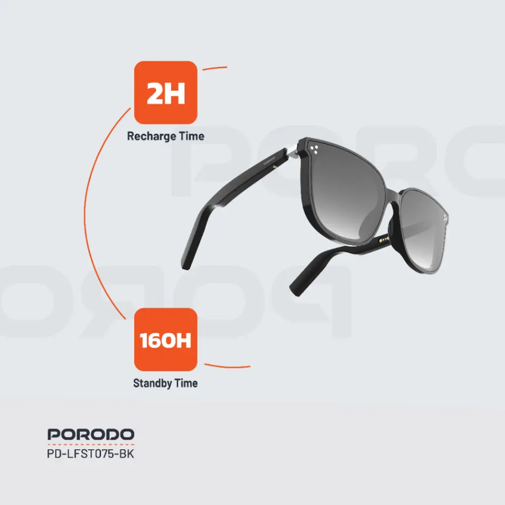Porodo Lifestyle Polarized Sunglasses With Speaker - Black