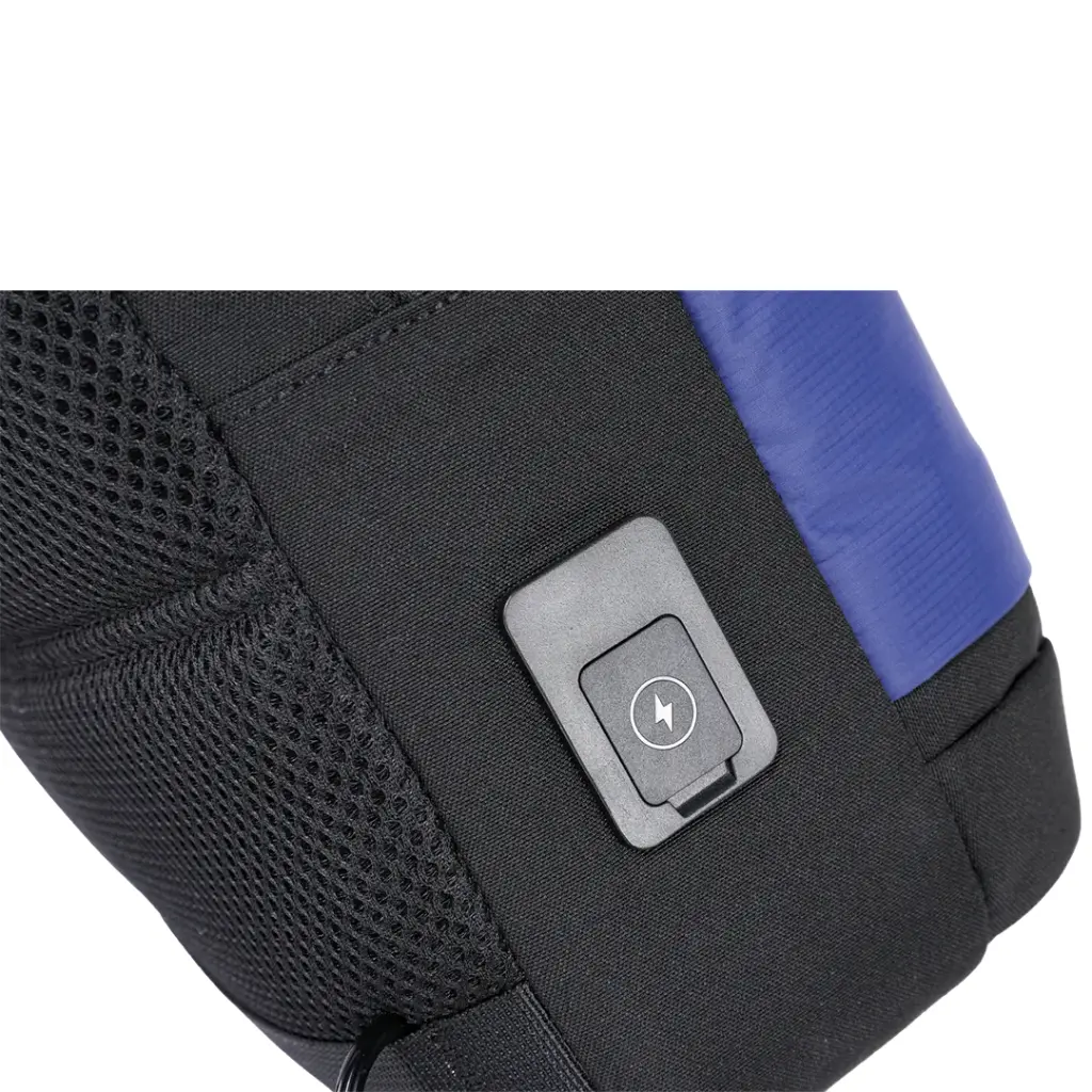 Porodo Lifestyle Cross Body Sling Bag with Fingerprint Lock - Black/Blue