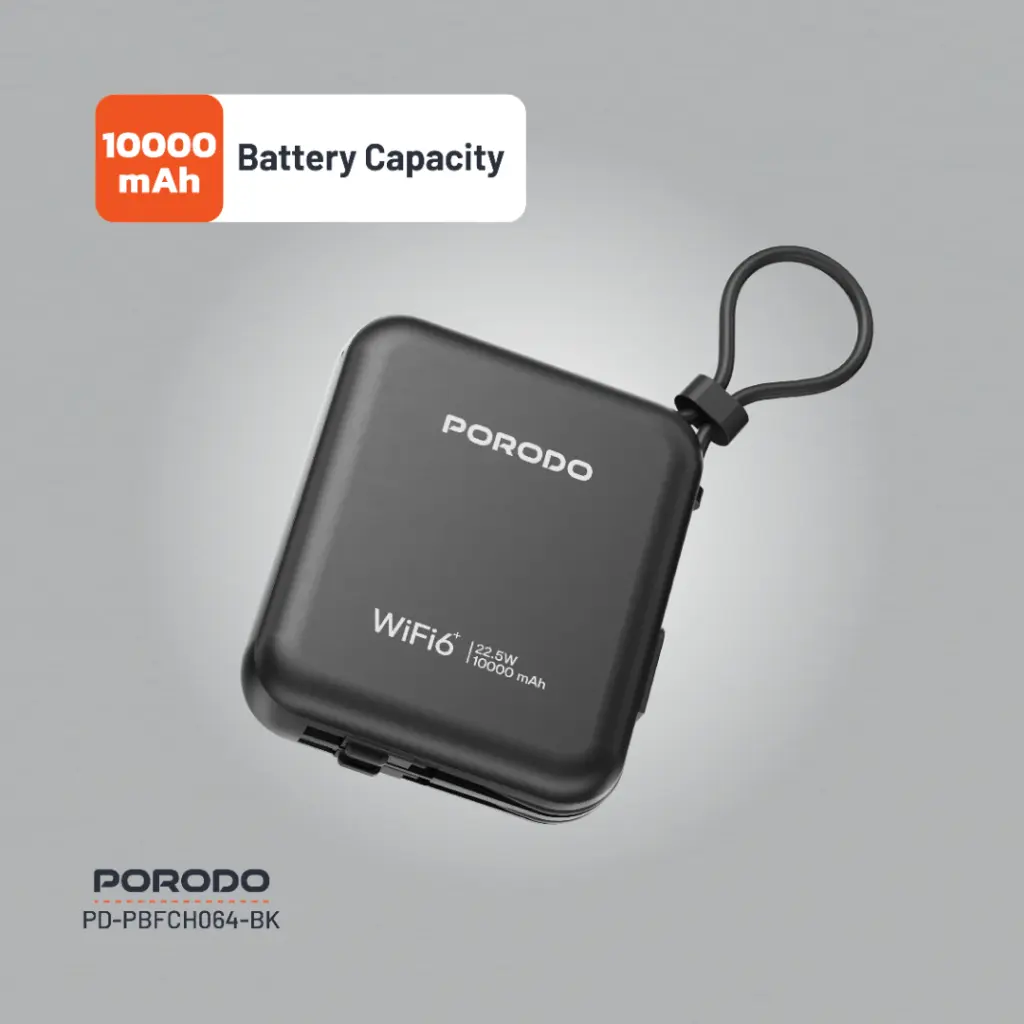 Porodo 4G LTE | WiFi 6 Pocket Router - Black