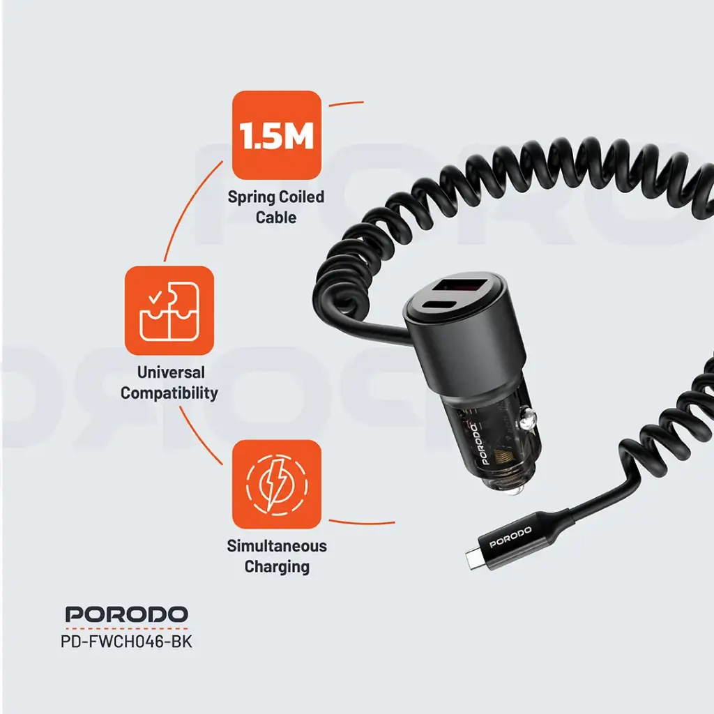 Porodo 110W Car Charger - Black