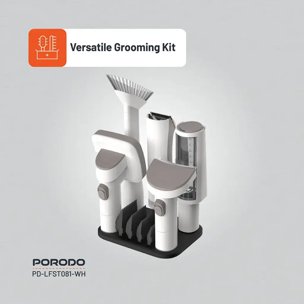 Porodo Lifestyle Pet Grooming Kit Trimmer & Vacuum - White