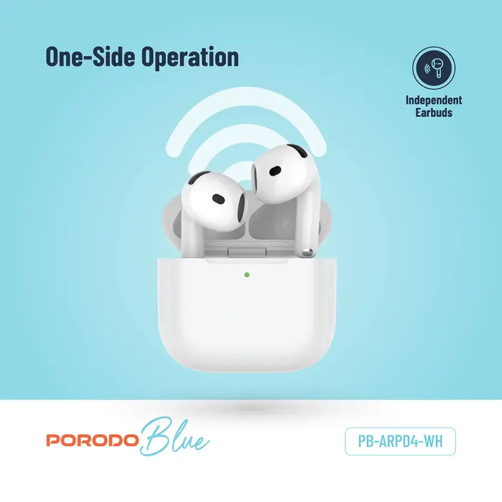 Porodo Blue Earbuds 4 with ENC - White