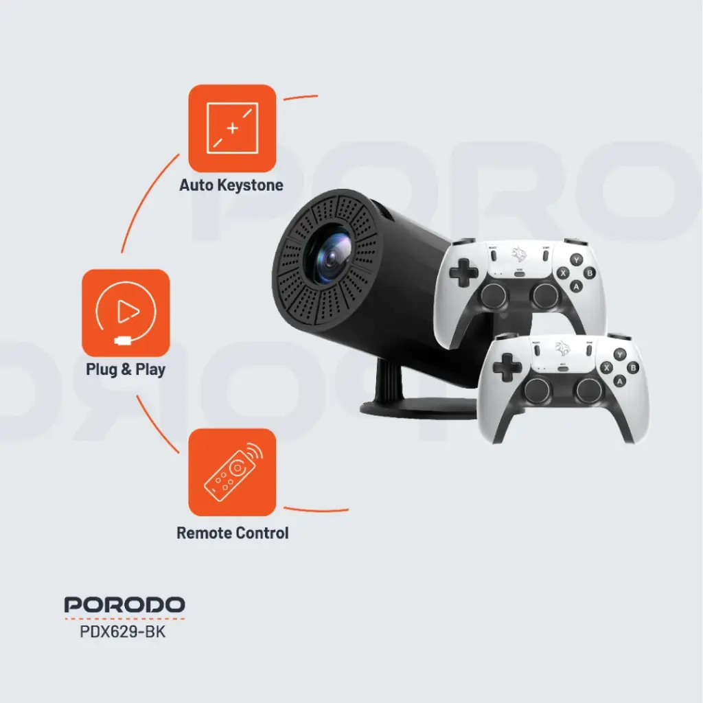 Porodo Gaming Projector with Controllers - Black