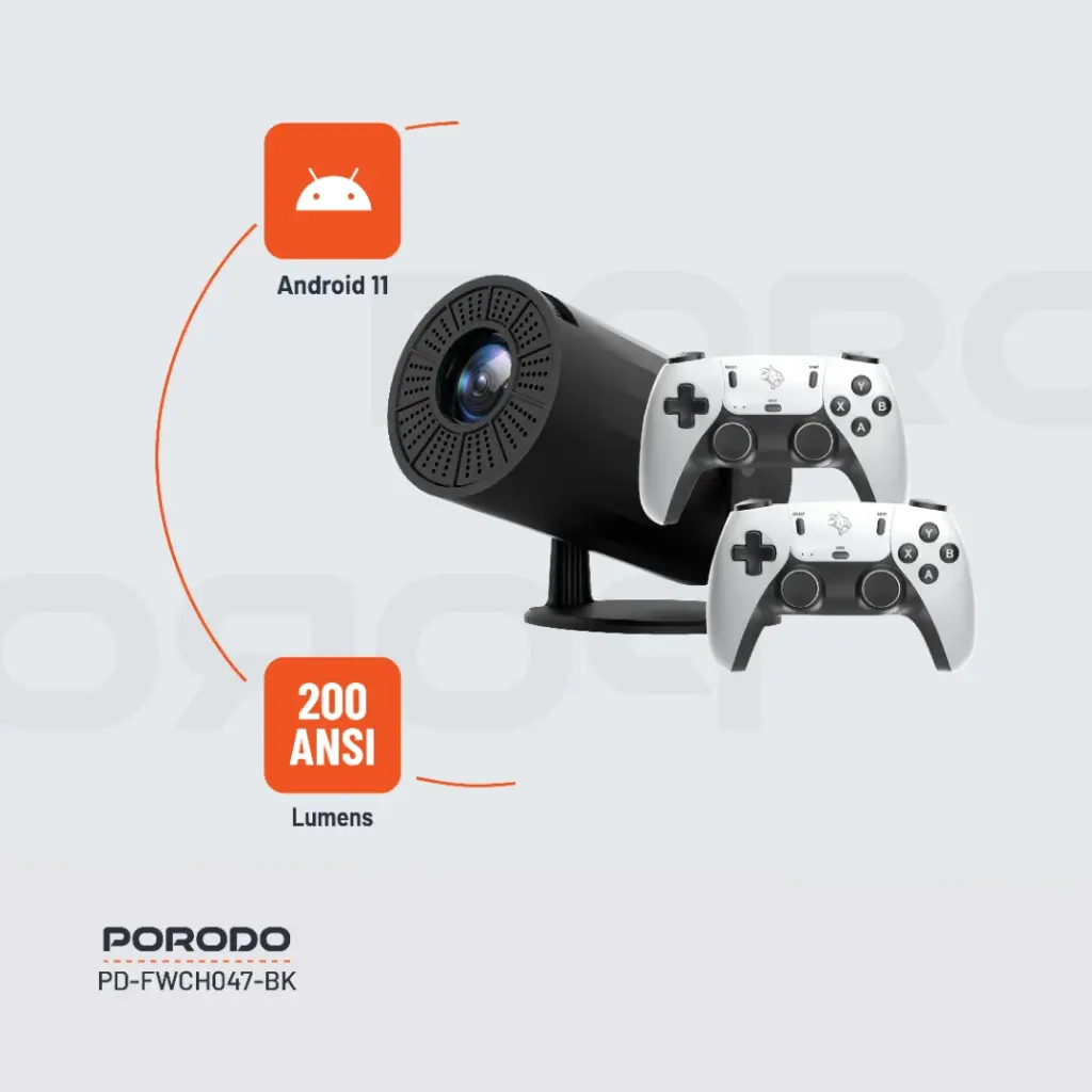 Porodo Gaming Projector with Controllers - Black
