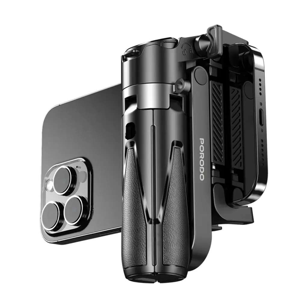 Porodo Foldable Selfie Stick with Extendable Tripod - Black 