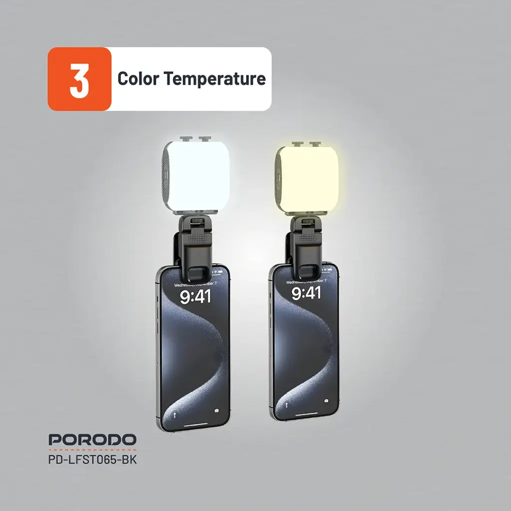 Porodo Lifestyle Clip-On Fill Light - Black