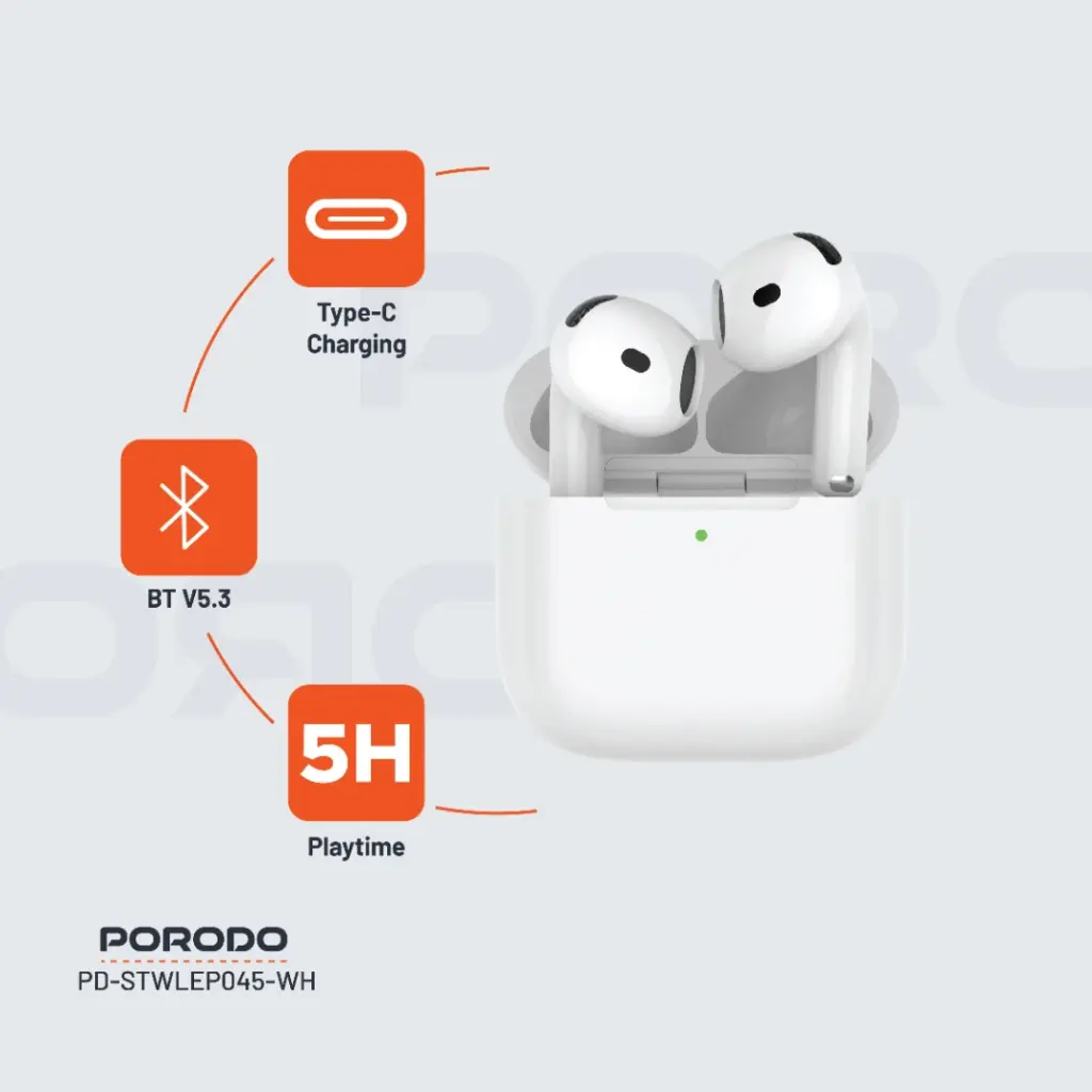 Porodo Soundtec Earbuds Gen 4 - White