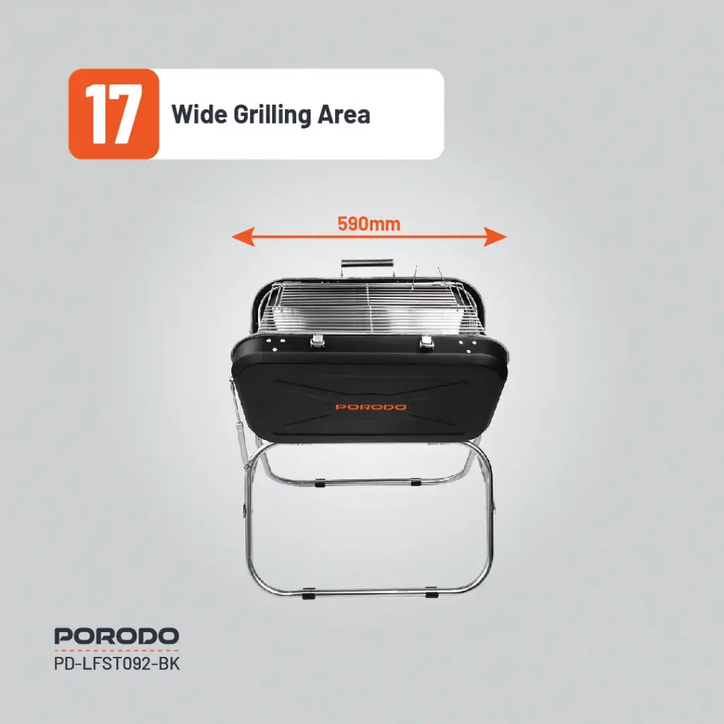 Porodo Lifestyle Portable Folding BBQ Grill - Black