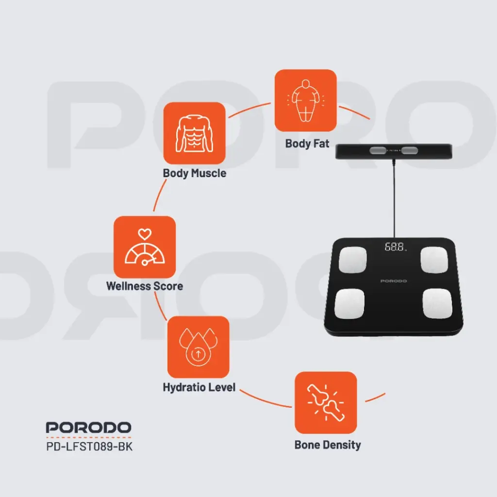Porodo Lifestyle Precise Analysis Smart Scale - Black