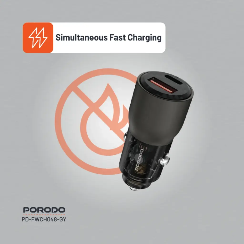 Porodo 95W Car Charger Transparent Multi-Device PD Charging