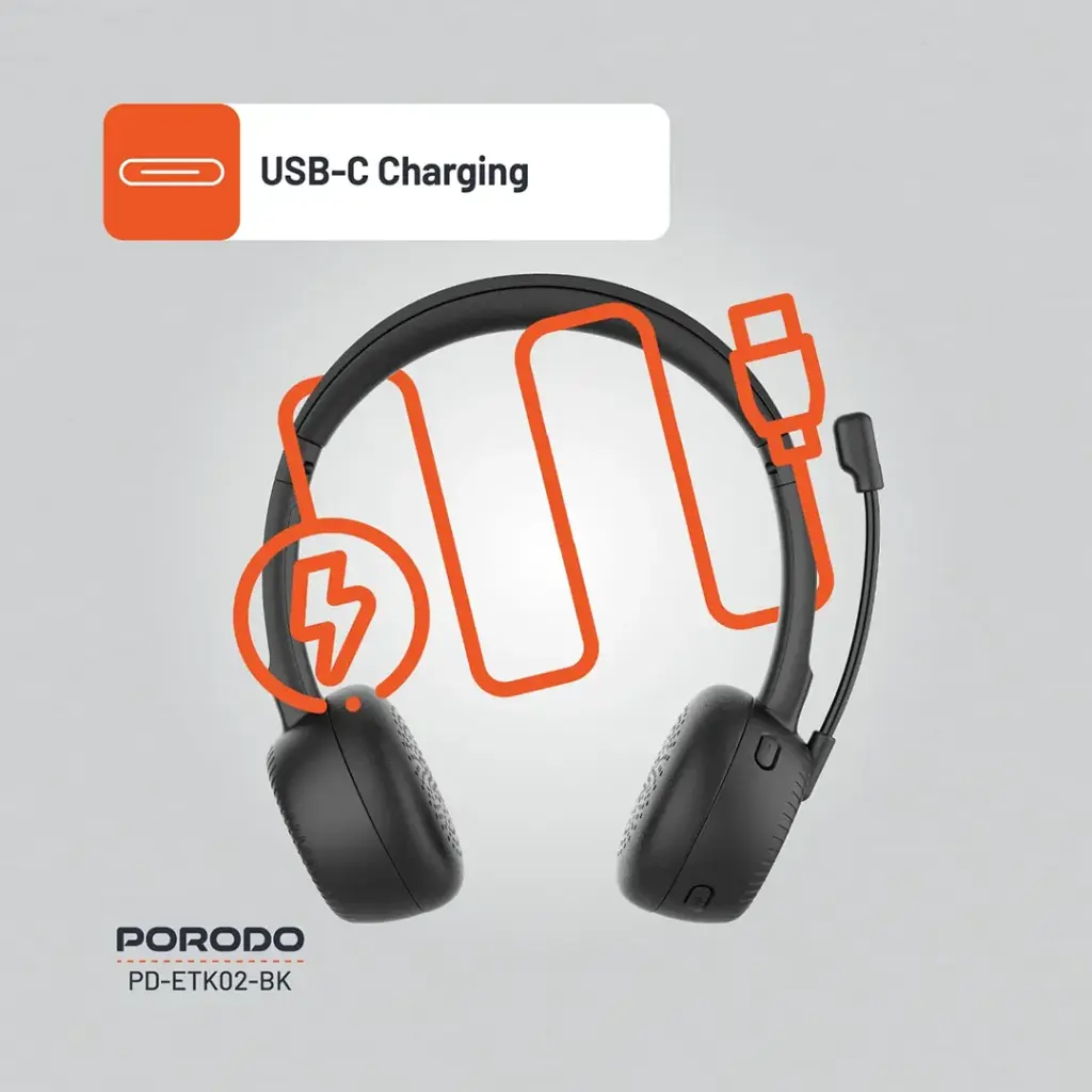 Porodo Office Wireless Headset - Black