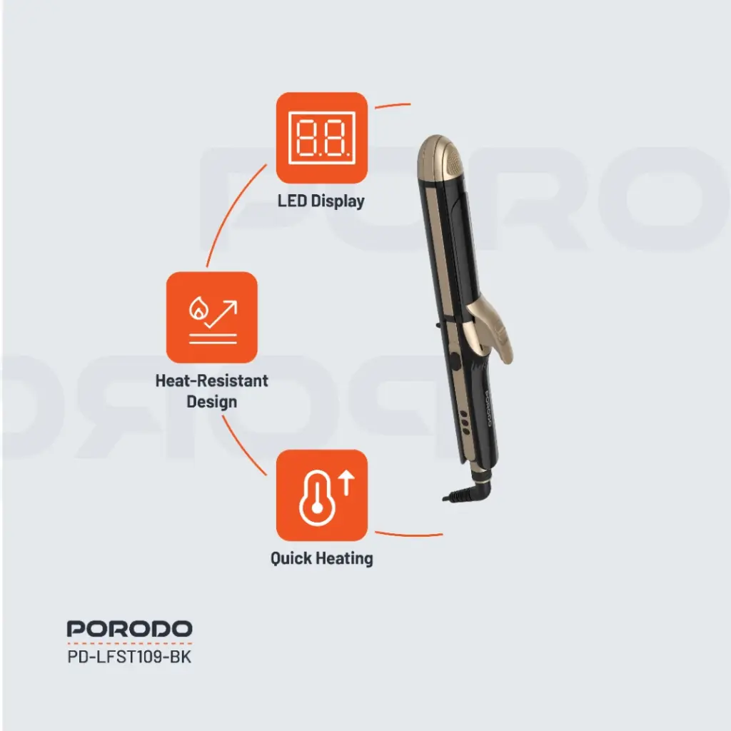 Porodo Lifestyle 4 Style Hair Iron - Black