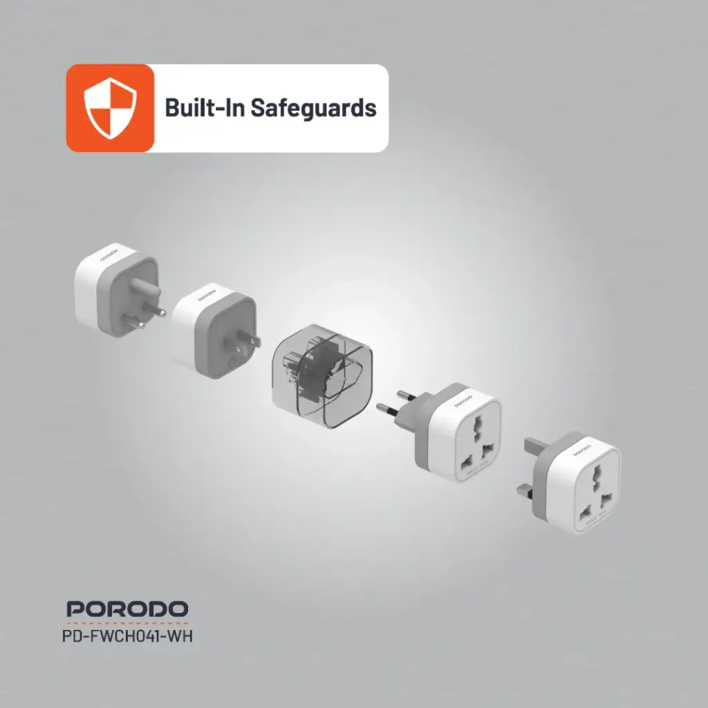 Porodo 150+ Countries Universal AC Adapters - White