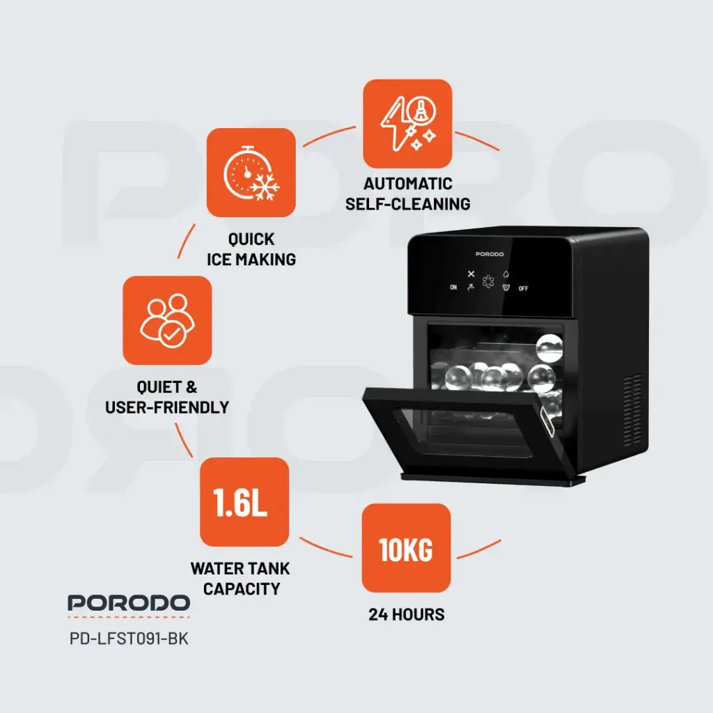 Porodo Lifestyle Sphere Ice Machine - Black