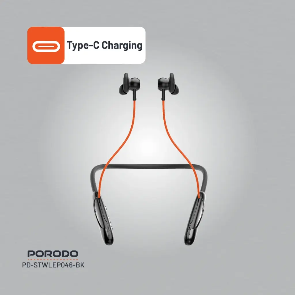 Porodo Soundtec Echo Flex Magnetic Buds Hall-Switch Technology - Black