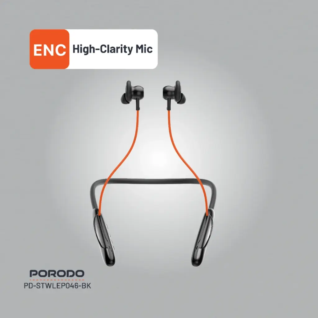 Porodo Soundtec Echo Flex Magnetic Buds Hall-Switch Technology - Black