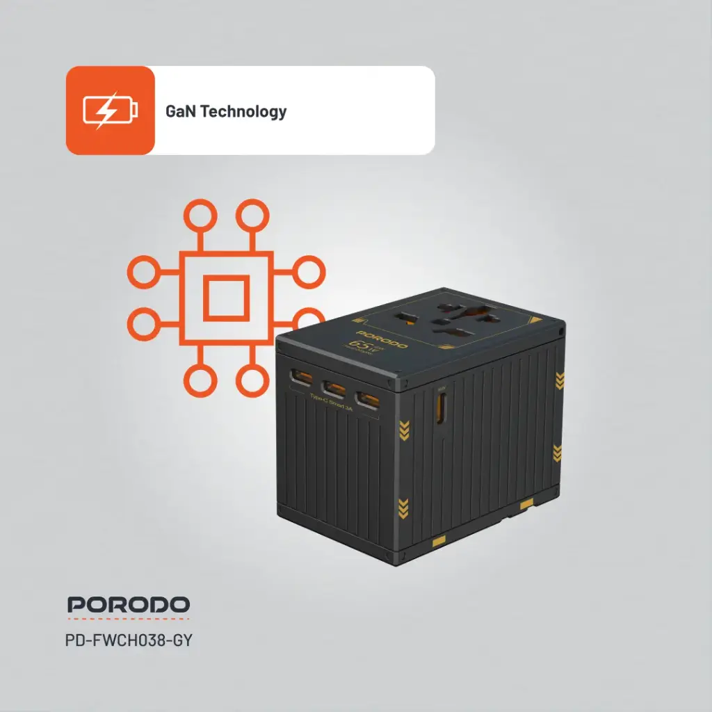Porodo GaN 5-Port Travel Block Universal Charger