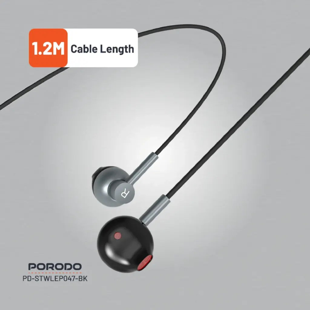 Porodo Soundtec Stereo Earphones - Black