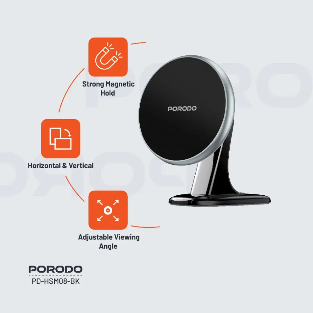 Porodo MagSafe Magnetic Aluminum Mount - Black