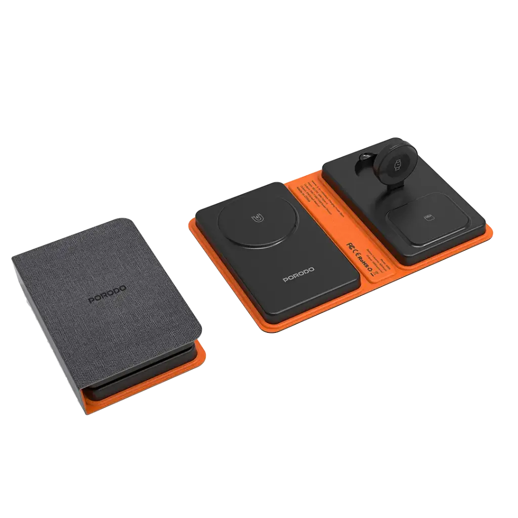 Porodo 8000mAh Folding 4-Device Charger - Black