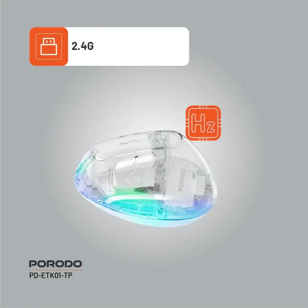 Porodo Vertical 4800 DPI Wireless Mouse - White