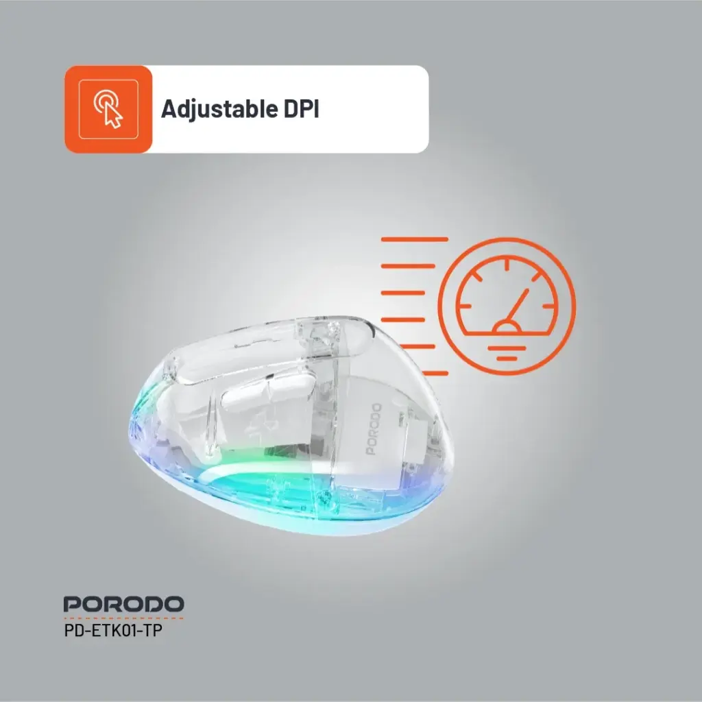 Porodo Vertical 4800 DPI Wireless Mouse - White
